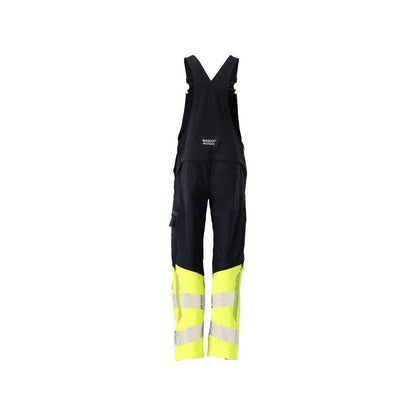 Latzhose, Knietaschen, Stretch-Einsätze Latzhose Multisafe, schwarzblau/hi-vis gelb