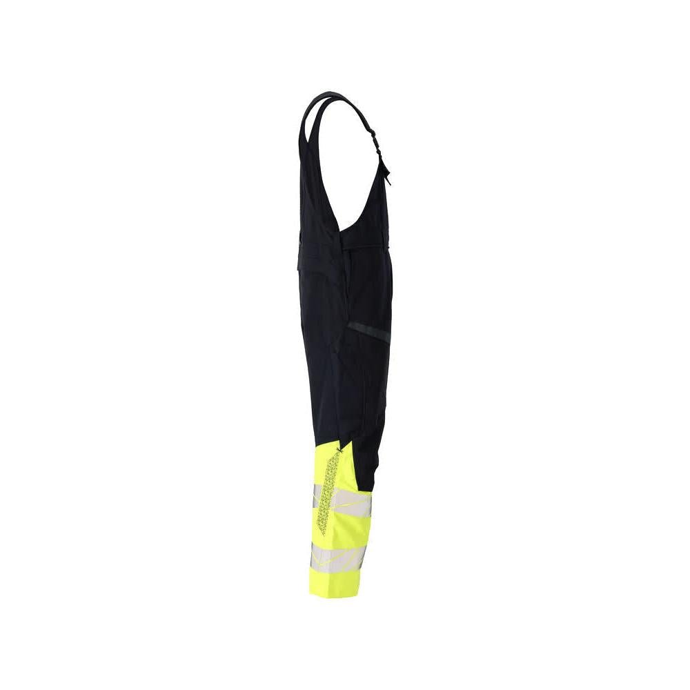 Latzhose, Knietaschen, Stretch-Einsätze Latzhose Multisafe, schwarzblau/hi-vis gelb