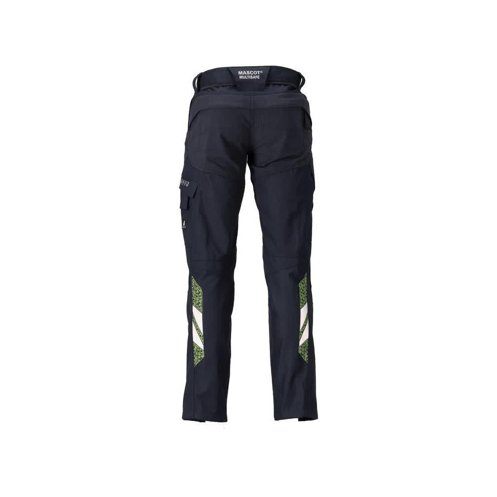 Trousers with knee pockets, women's Multisafe trousers, black blue/hi-vis yellow