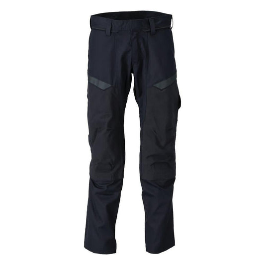 Hose mit Knietaschen, Stretch-Einsätze Hose Multisafe, schwarzblau/hi-vis gelb