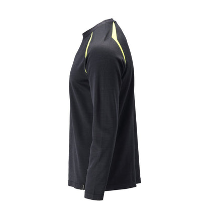T-shirt, long sleeve, modern fit T-shirt Multisafe, black blue/hi-vis yellow