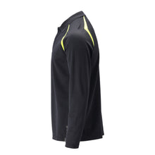 Polo shirt, long-sleeved polo shirt Multisafe, black blue/hi-vis yellow