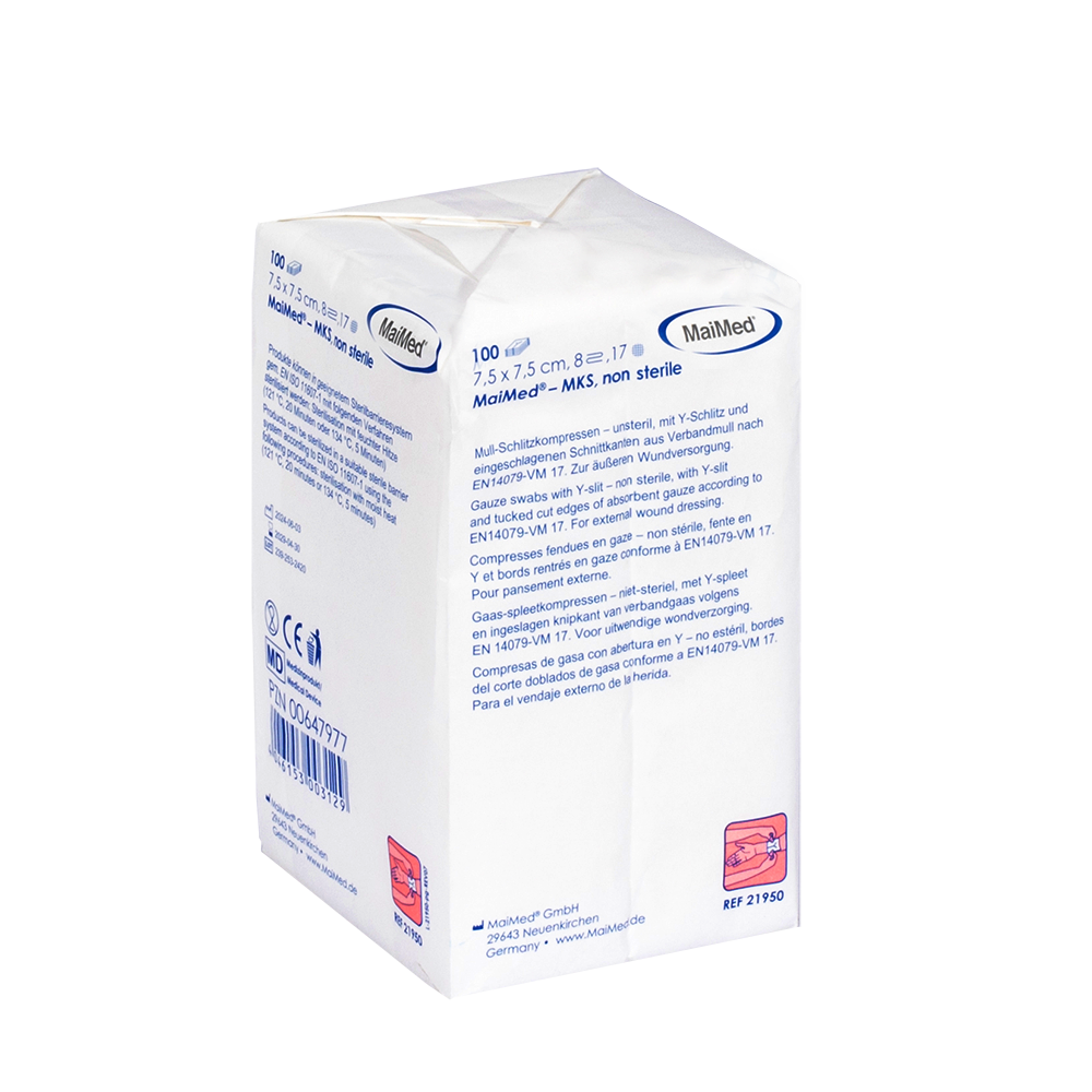 MaiMed-MKS-unsterile gauze slit compresses, 100 pieces/paper bag