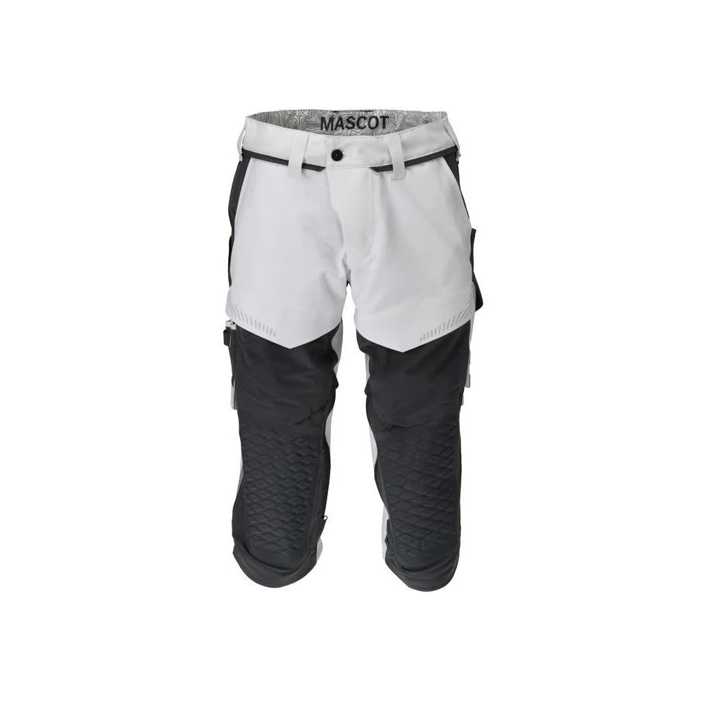 Dreiviertel-Hose, Knietaschen, Stretch Handwerker-Dreiviertel-Hose, weiss/Anthrazitgrau