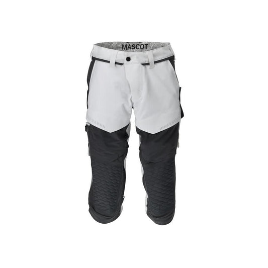Dreiviertel-Hose, Knietaschen, Stretch Handwerker-Dreiviertel-Hose, weiss/Anthrazitgrau