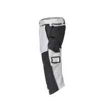 Dreiviertel-Hose, Knietaschen, Stretch Handwerker-Dreiviertel-Hose, weiss/Anthrazitgrau