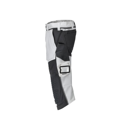 Dreiviertel-Hose, Knietaschen, Stretch Handwerker-Dreiviertel-Hose, weiss/Anthrazitgrau