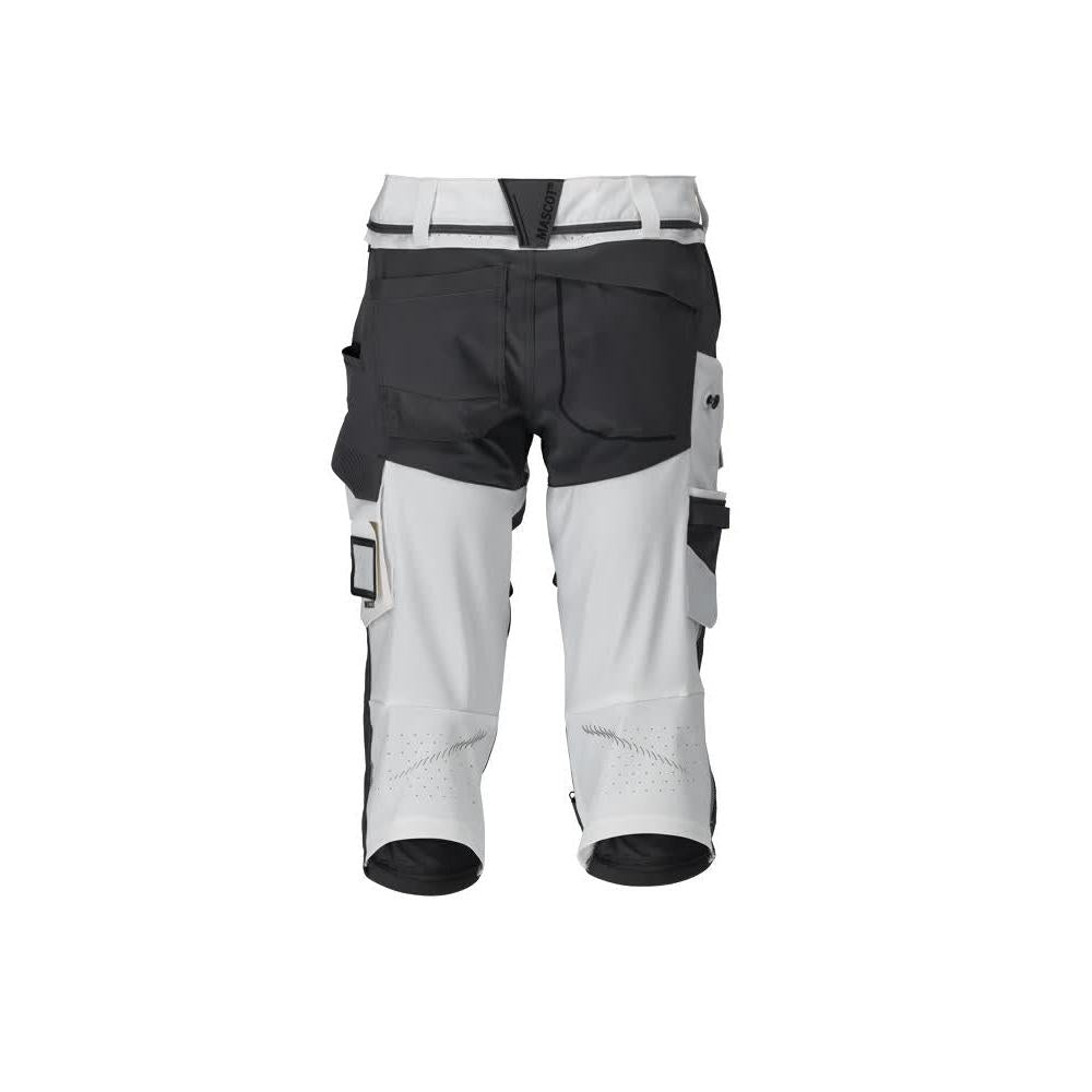 Dreiviertel-Hose, Knietaschen, Stretch Handwerker-Dreiviertel-Hose, weiss/Anthrazitgrau