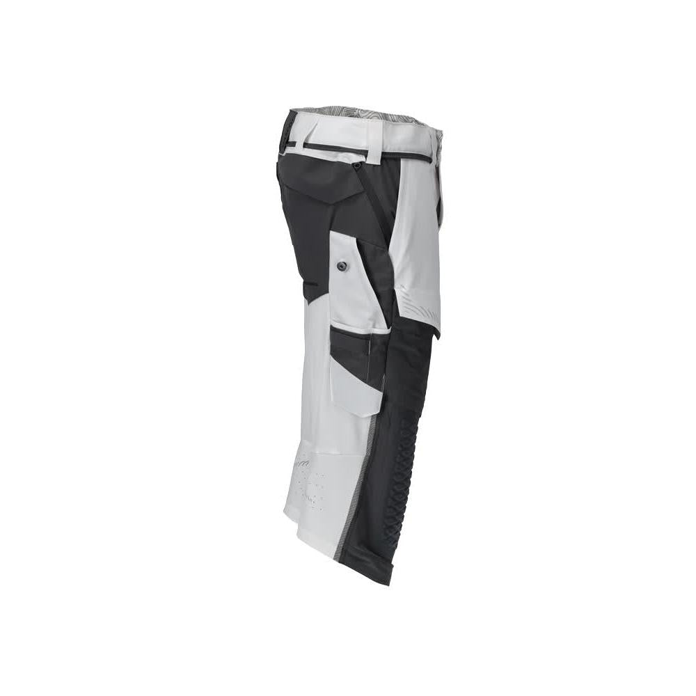 Dreiviertel-Hose, Knietaschen, Stretch Handwerker-Dreiviertel-Hose, weiss/Anthrazitgrau