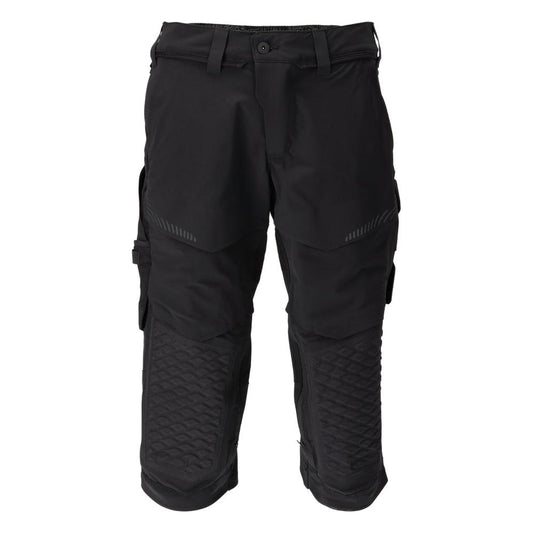 Dreiviertel-Hose, Knietaschen, Stretch Handwerker-Dreiviertel-Hose, schwarz