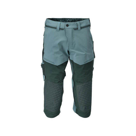 Dreiviertel-Hose, Knietaschen, Stretch Handwerker-Dreiviertel-Hose, helles waldgrün/waldgrün