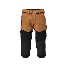 Dreiviertel-Hose, Knietaschen, Stretch Handwerker-Dreiviertel-Hose, nussbraun/schwarz