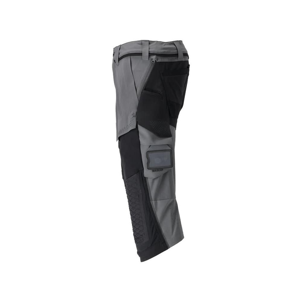 Dreiviertel-Hose, Knietaschen, Stretch Handwerker-Dreiviertel-Hose, anthrazitgrau/schwarz