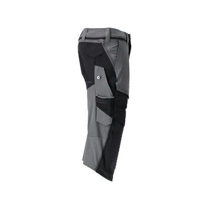 Dreiviertel-Hose, Knietaschen, Stretch Handwerker-Dreiviertel-Hose, anthrazitgrau/schwarz