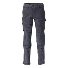 Trousers, knee pockets, stretch, light trousers, black-blue
