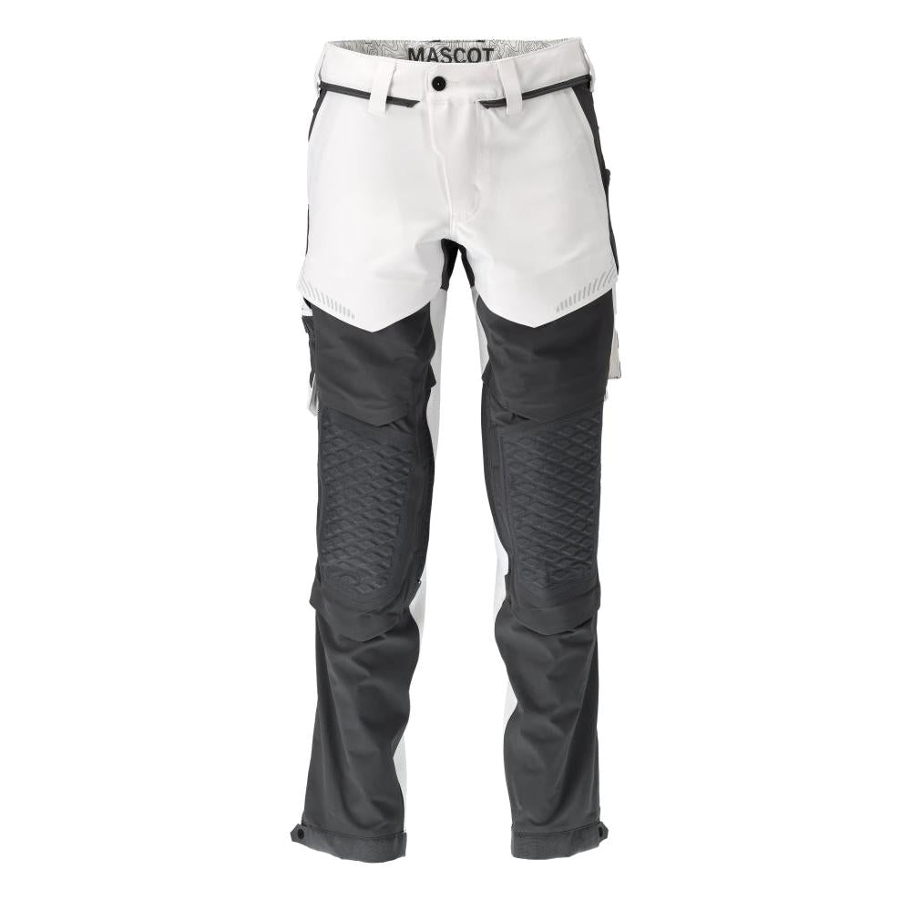 Hose, Knietaschen, Stretch, leicht Hose, weiss/Anthrazitgrau