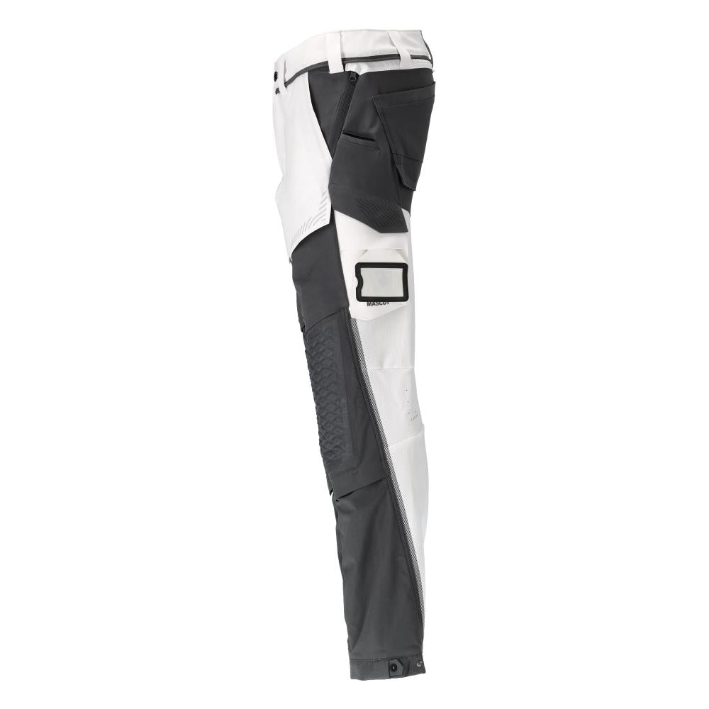 Hose, Knietaschen, Stretch, leicht Hose, weiss/Anthrazitgrau