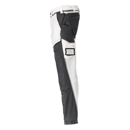 Hose, Knietaschen, Stretch, leicht Hose, weiss/Anthrazitgrau