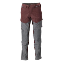 Trousers, knee pockets, stretch, light trousers, burgundy/anthracite grey