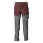 Trousers, knee pockets, stretch, light trousers, burgundy/anthracite grey