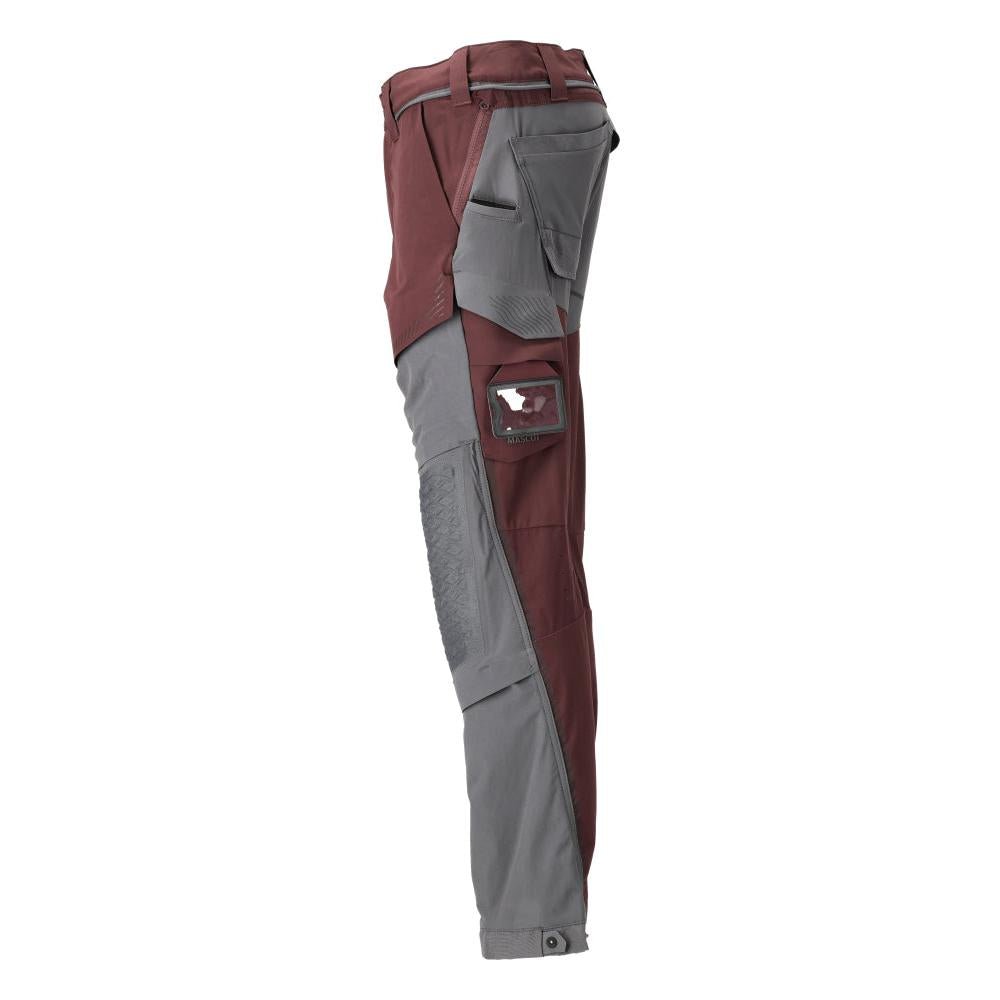 Hose, Knietaschen, Stretch, leicht Hose, bordeaux/anthrazitgrau