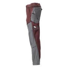 Trousers, knee pockets, stretch, light trousers, burgundy/anthracite grey