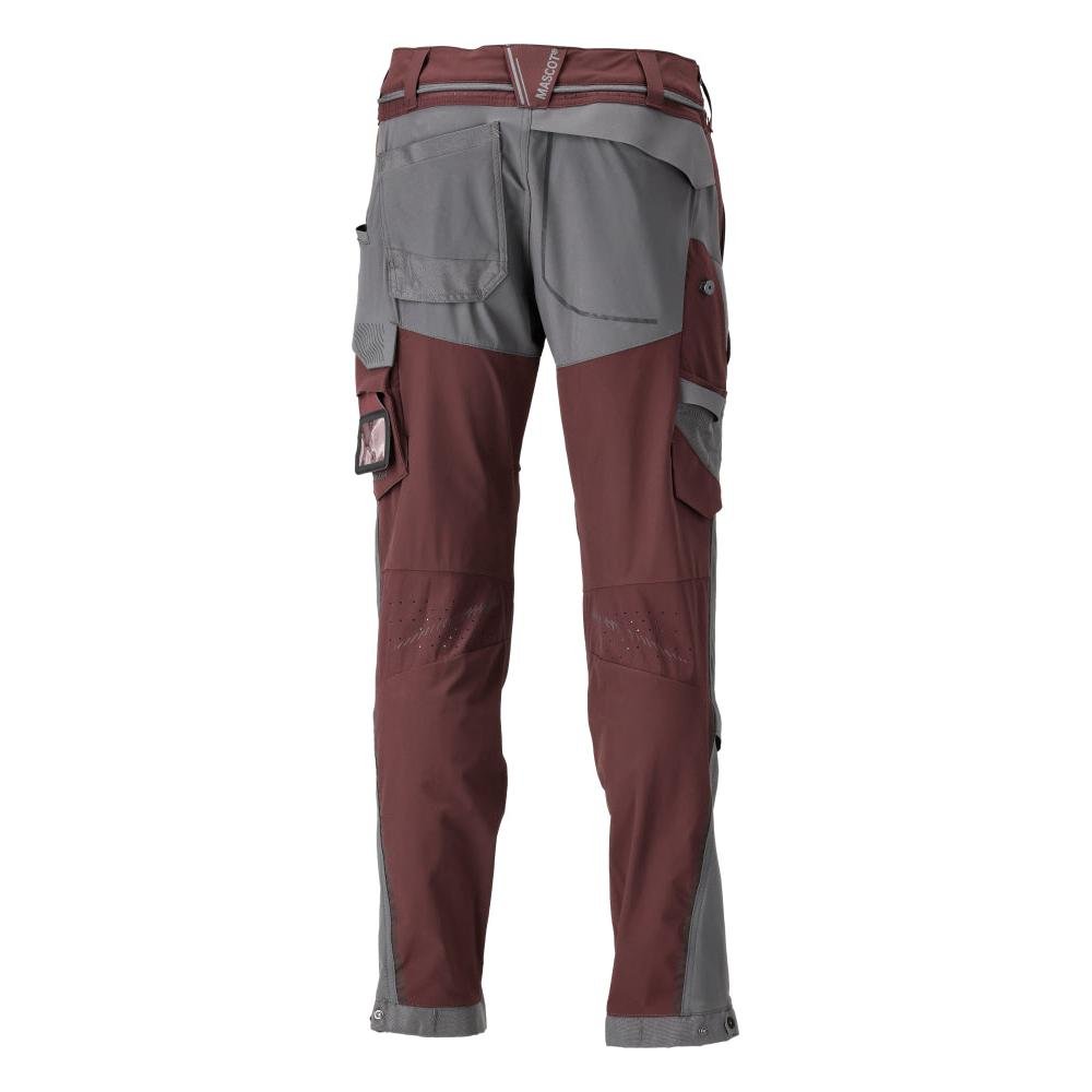 Hose, Knietaschen, Stretch, leicht Hose, bordeaux/anthrazitgrau
