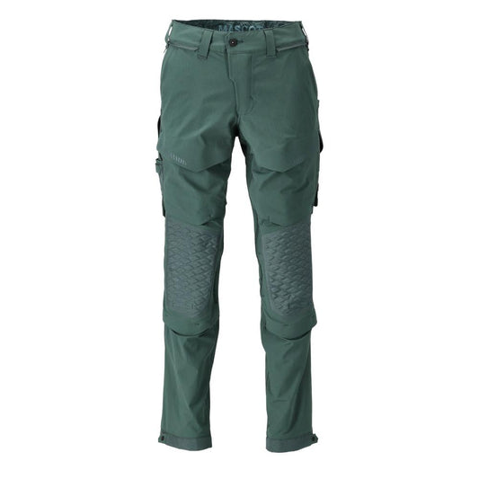 Trousers, knee pockets, stretch, light trousers, forest green