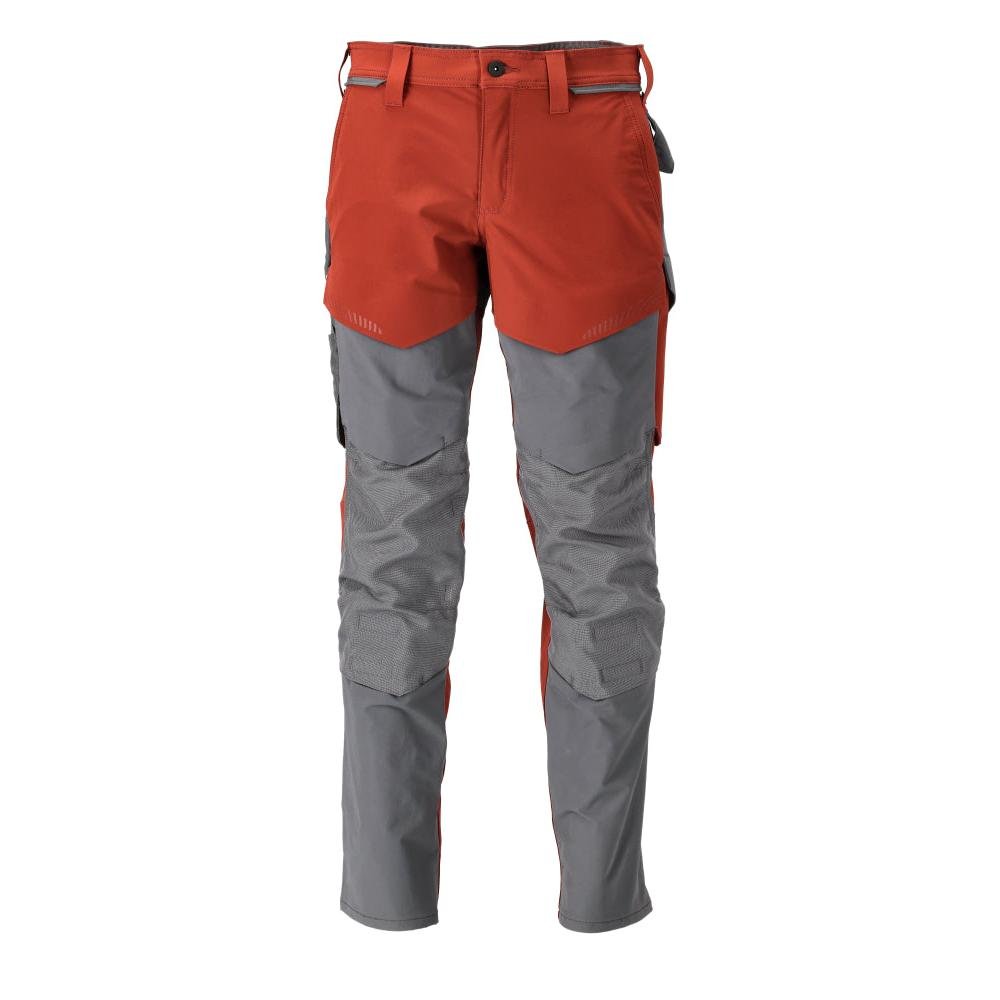 Hose mit Knietaschen, ULTIMATE STRETCH Hose, herbstrot/anthrazitgrau