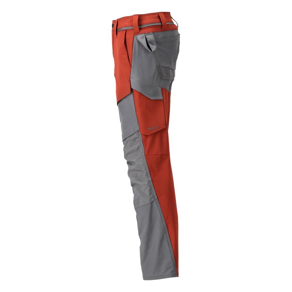 Hose mit Knietaschen, ULTIMATE STRETCH Hose, herbstrot/anthrazitgrau