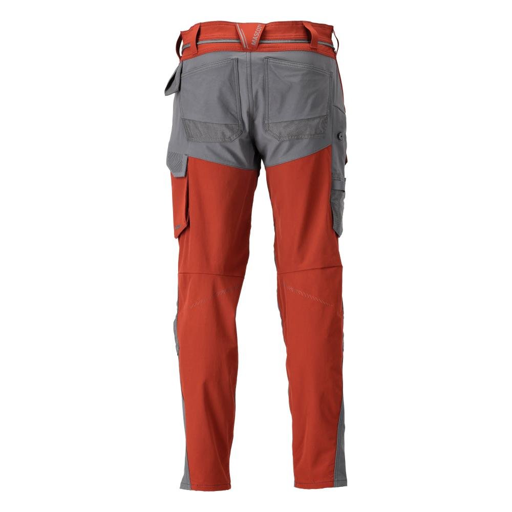 Hose mit Knietaschen, ULTIMATE STRETCH Hose, herbstrot/anthrazitgrau