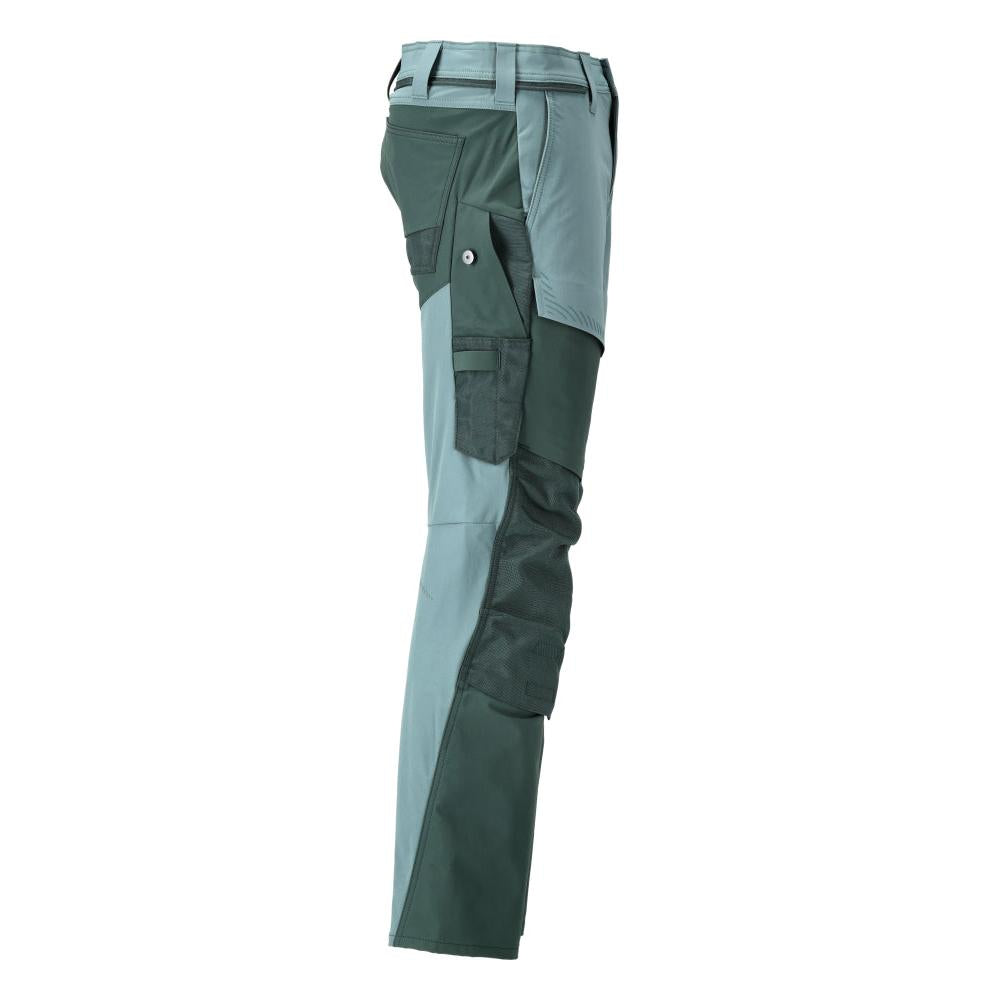 Pants with knee pockets, ULTIMATE STRETCH pants, light forest green/forest green