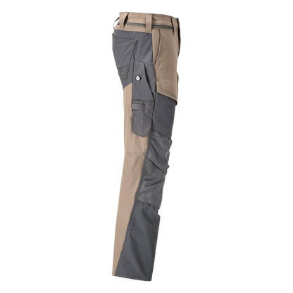 Pants with knee pockets, ULTIMATE STRETCH pants, dark sand beige/anthracite gray