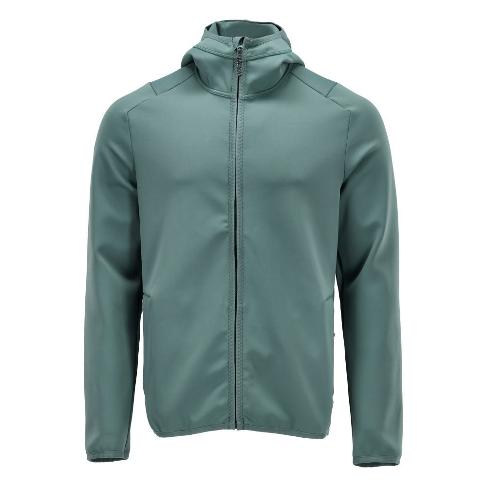 Fleece sweater, hood, zip microfleece jacket, light forest green