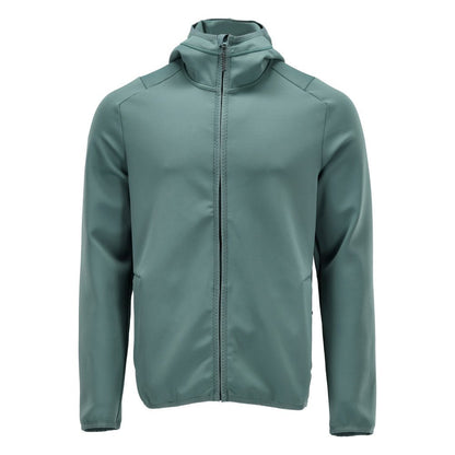 Fleece sweater, hood, zip microfleece jacket, light forest green