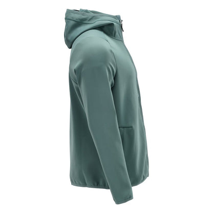 Fleece sweater, hood, zip microfleece jacket, light forest green
