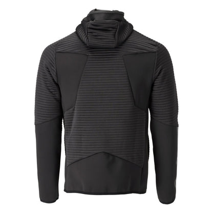 Fleece sweater, hood, zipper microfleece jacket, black