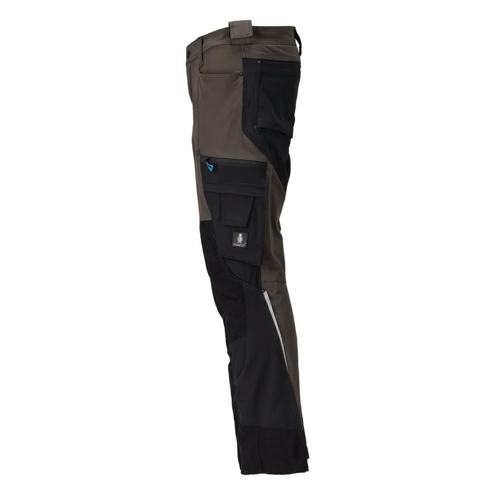 Hose mit Knietaschen, Stretch, leicht Hose, dunkelanthrazit/schwarz