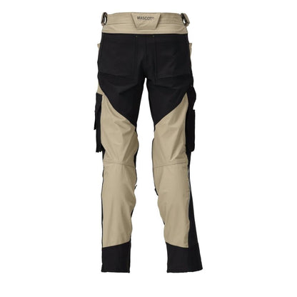 Hose mit Knietaschen, Stretch, leicht Hose, hellkhaki/schwarz
