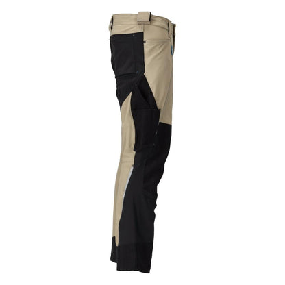 Hose mit Knietaschen, Stretch, leicht Hose, hellkhaki/schwarz
