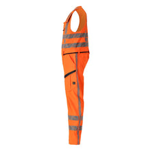 Combination trousers with thigh pockets, stretch combination trousers, hi-vis orange