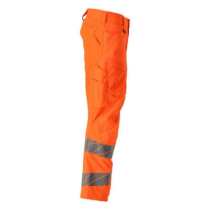 Trousers with knee pockets, stretch inserts trousers, hi-vis orange
