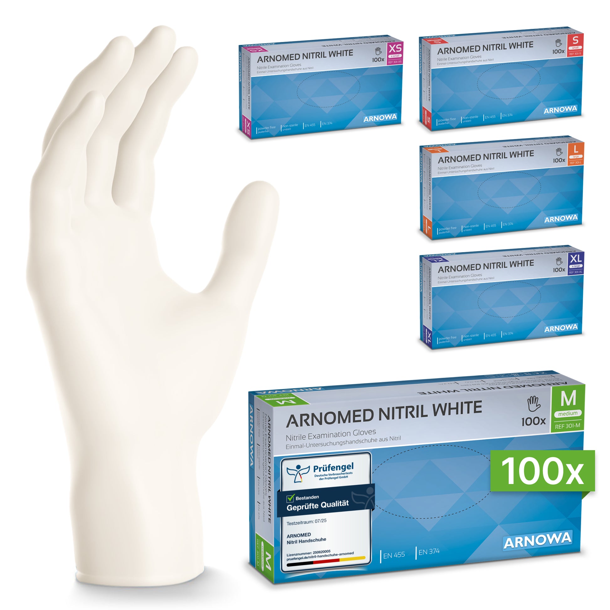 hersteller nitril handschuhe ARNOMED NITRIL WHITE Reißfeste Einmalhandschuhe aus Nitril in Weiß