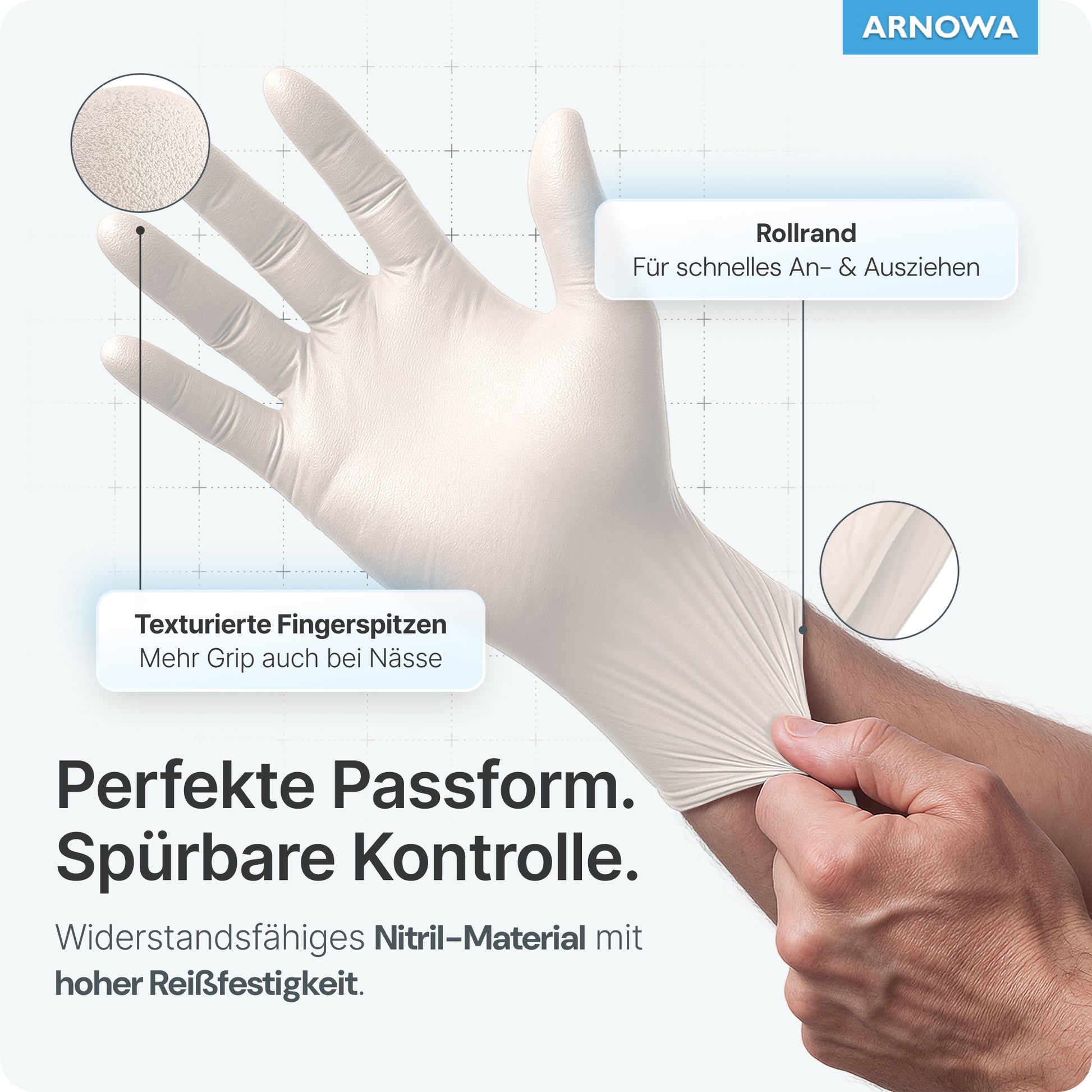 arnowa handschuhe nitril ARNOMED NITRIL WHITE Reißfeste Einmalhandschuhe aus Nitril in Weiß