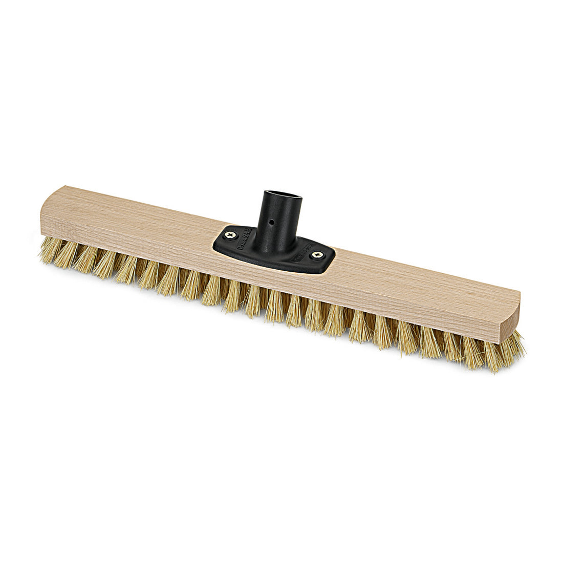 Der Nölle Profi Brush Power Stick Wischer 40 cm von Nölle Profi Brush Bürsten- & Pinseltechnik e.K. verfügt über einen rechteckigen Holzkopf mit steifen Borsten und einem mittigen schwarzen Thermo-PET (hitzebeständig) Griffaufsatz.