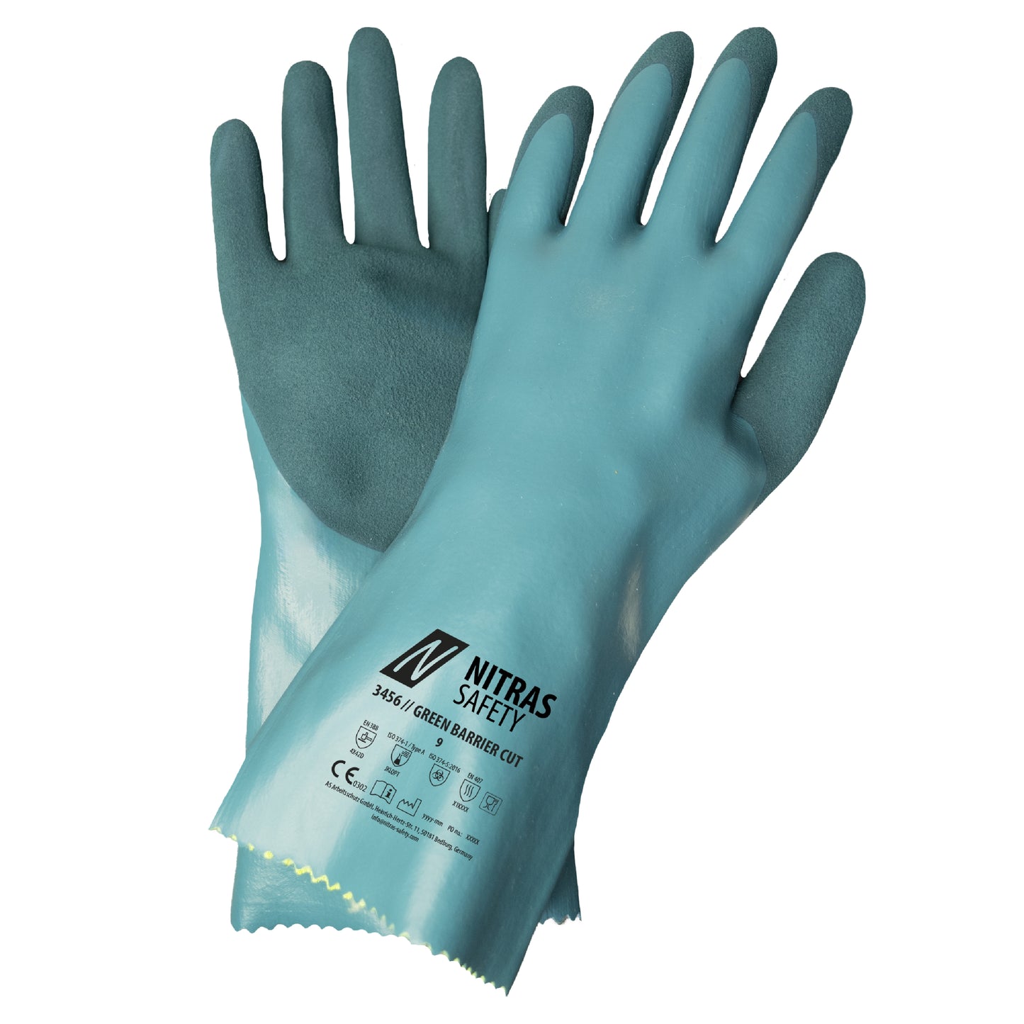 NITRAS GREEN BARRIER CUT, Chemikalienschutzhandschuhe, petrol