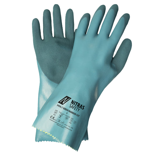 NITRAS GREEN BARRIER CUT, Chemikalienschutzhandschuhe, petrol