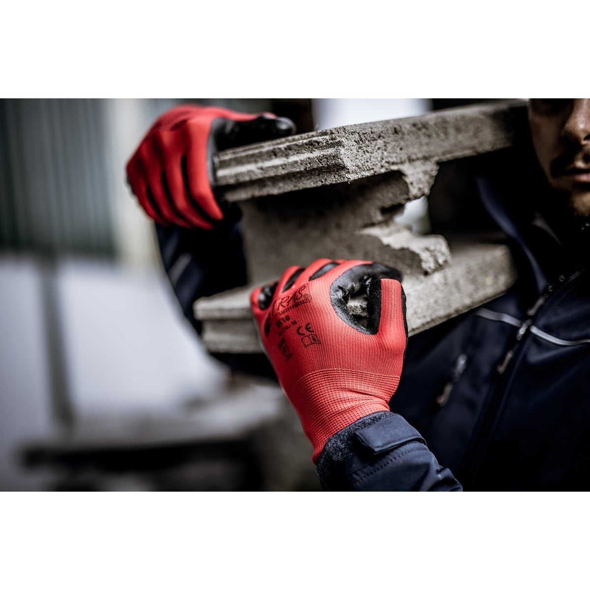 NITRAS nylon gloves, red / black