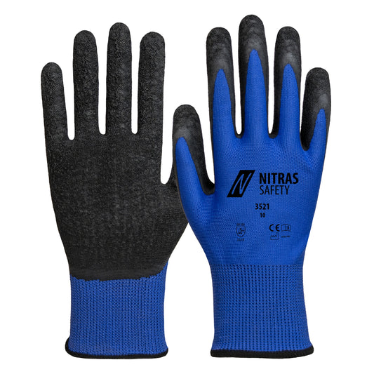 NITRAS Nylonhandschuhe, blau / schwarz