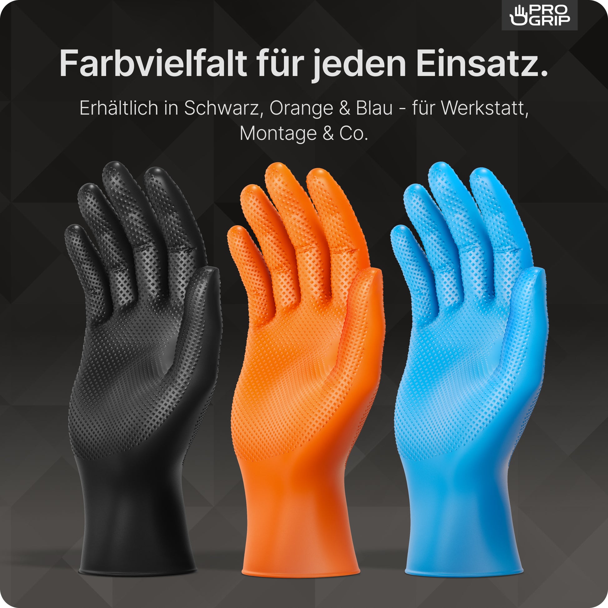 PROGRIP NITRIL DIAMOND ORANGE Reißfeste Einmalhandschuhe aus Nitril mit Diamantstruktur in Orange